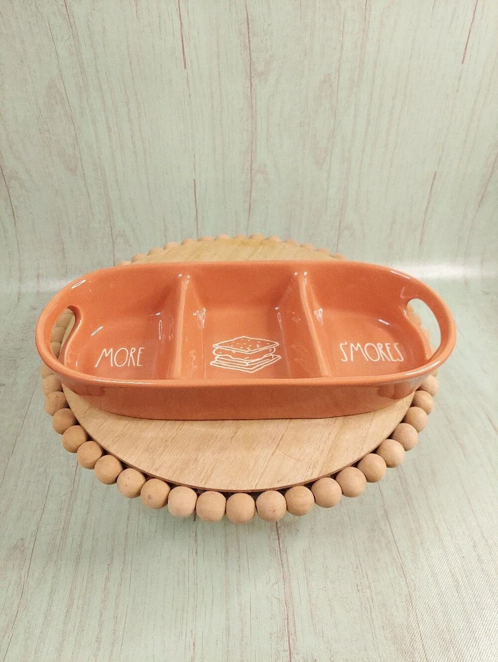 Rae Dunn MORE SMORES Ceramic Serving Tray Artisan Collection Magenta Orange